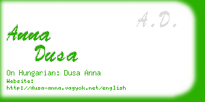 anna dusa business card